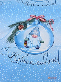 Вафельное полотно "Новогодние гномики", ш.1.5м, хлопок-100%, 150гр/м.кв, раппорт 0.63м