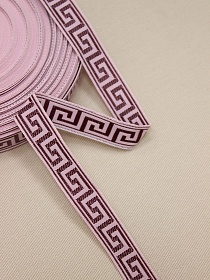 Жак.лента 17мм Вишневый лабиринт на светло-розовом