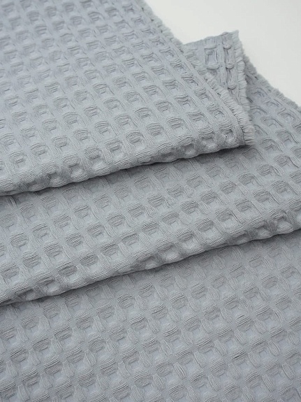 Вафельное премиум-полотно "Бохо" цв.св.серо-голубой, ш.1.5м, хлопок-100%, 230гр/м.кв