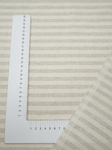 Хлопколен пестротканый "Полоска" цв.серый/суровый, ш.1.5м, лен-20%, хлопок-80%, 150гр/м.кв