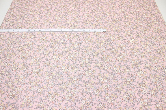 Сатин "Цветочное лето" цв.розовый, ш.1.60м, хлопок-100%, 110гр/м.кв