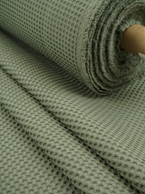 Вафельное премиум-полотно "Italy" цв.Темный морозно-зеленый ш.1.5м,  хлопок-100%, 240гр/м.кв