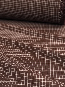 Пестрядь "Средняя клетка на темно-коричневом", ш.1.41м, хлопок-95%, п/э-5%, 140гр/м.кв