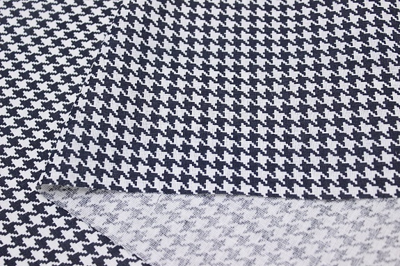 Бязь "Чернильная гусиная лапка на белом", ш.1.5м, хлопок-100%, 110гр/м.кв