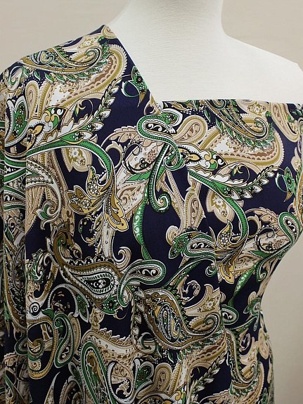 Мерный лоскут (ткань в отрезах) - Штапель "Дилара" цв.чернильно-синий, ш.1.45м, вискоза-100%, 100гр