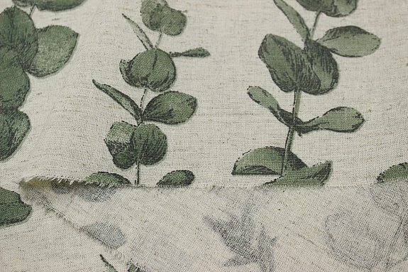 Мерный лоскут (ткань в отрезах)  Полулен "Аккорды эвкалипта" (на суровом), ш.1.5м, лен-30% хл-70%