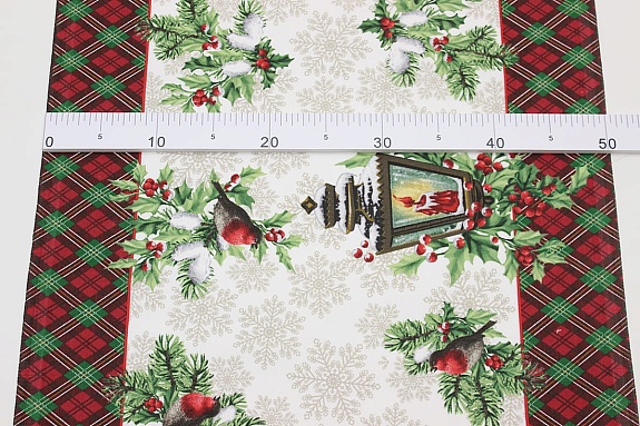 Дорожка "Рождественский фонарик" цв.зеленый, ш.0.5м, хлопок-100%, 228гр/м.кв