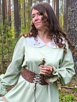 Платье из хлопка крэш в морозно-зеленом цвете