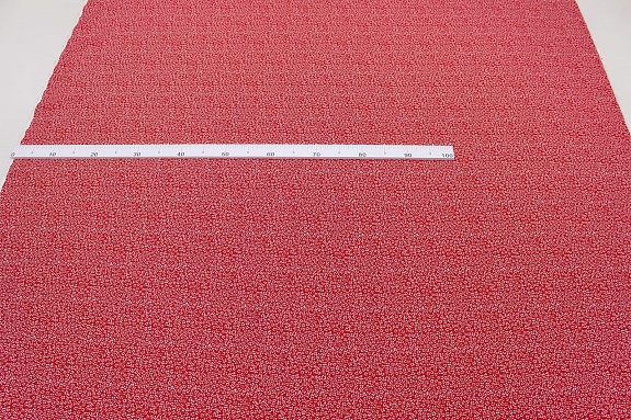 Штапель "Мелкая цветочная рябь на красном", ш.1.43м, вискоза-100%, 90гр/м.кв