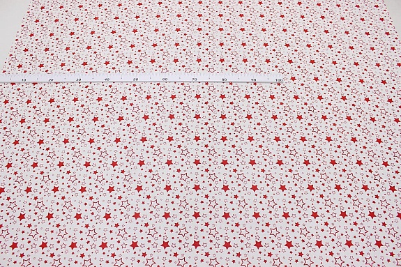 Поплин "Звездопад (цв.красный)", 1,5 м, хлопок-100%