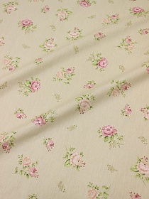 Сатин "Шелковые розочки" цв.св.телесно-желтый, ш.2.35м, хлопок-100%, 120гр/м.кв