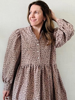 Платье из теплого хлопка "Кассия" цв.кофейный с розовым оттенком