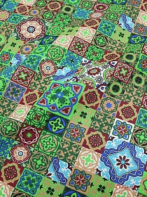 Мерный лоскут (ткань в отрезах) Бязь "Маракеш" цв.зеленый, ш.1.5м, хлопок-100%, 120гр/м.кв