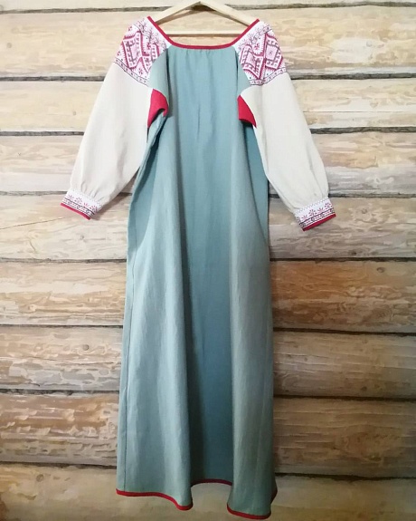 Платье в народном стиле из Крапивы и рогожки "Каравай"