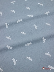 Теплый хлопок "Стрекозки на серо-голубом", ш.1.50м, хлопок-100%, 160гр/м.кв