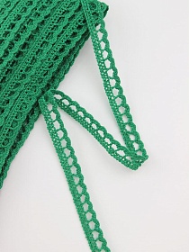 Кружево цв.изумрудно-зеленый, ш.08мм, хлопок-90%, п/э-10%, 10м, рис.092/31
