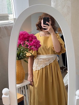 Платье из однотонного вареного (стираного) хлопка