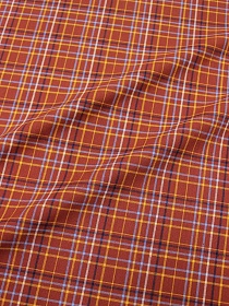 Пестрядь этнограф. под домоткань"Тройная клетка на красно-кирпичном", ш.1.55м, хл-100%, 200гр/м.кв