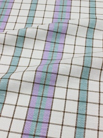 Холст полотенечный "Клетка" цв.сиреневый/мятный, ш.0.5м, лен-30%, хл-70%, 140гр/м.кв