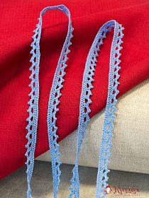 Кружево цв.ярко-голубой, ш.10мм, хлопок-90%, п/э-10%