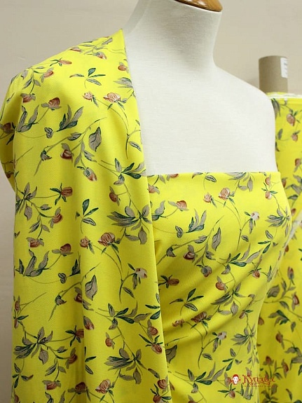 Плательная вискоза "Грета" цв.канареечный, ш.1.45м, вискоза-100%, 135гр/м.кв