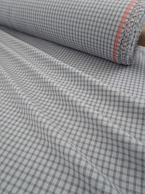 Вареный (стираный) хлопок "Клетка" цв.винтажно-голубой/серый, ш.2,5м, хл-100%, 110гр/м.кв