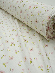 Муслин двухслойный с эф.жатости "Легкий шарм" цв.белый, ш.1.4м, хлопок-100%, 120гр/м.кв