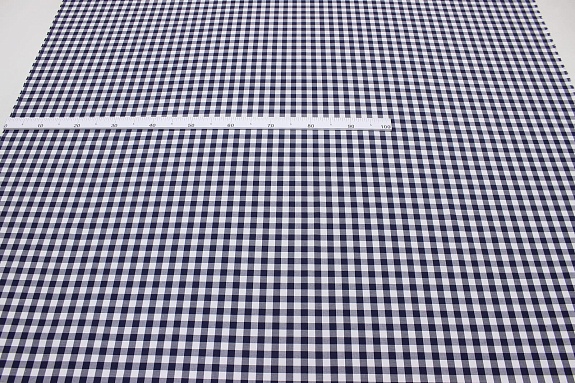 Перкаль пестроткан. блузочно-сорочеч."Средняя чернильно-белая клетка(1.4*1.4см)", ш.1.5м, хл-100%
