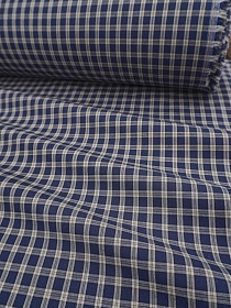 Пестроткань сорочечная "Клетка" цв.чернильный/бежевый, ш.1.45м, хлопок-100%, 110гр/м.кв