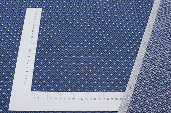 Бязь "Геометрия - уголки" цв.джинсовый, ш.1.5м, хлопок-100%, 120гр/м.кв