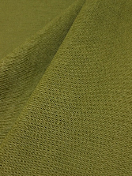 Полулен костюмный с эффектом мятости цв.Насыщенный оливковый хаки, ш.1.52м, хл-70%, лен-30%