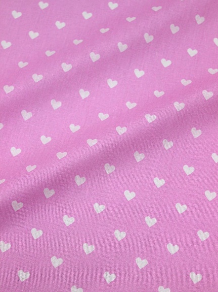 Бязь "Сердечки на розовом", СОРТ2, ш.1.5м, хлопок-100%, 120гр/м.кв 