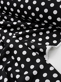 Штапель "Белый горох (11мм)" цв.черный, ш.1.45м, вискоза-100%, 95гр/м.кв