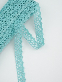 Кружево цв.мятно-бирюзовый, ш.16мм, хлопок-90%, п/э-10%, 10м
