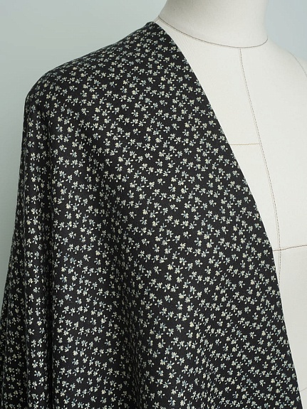 Теплый хлопок "Воздушные лютики" цв.черный, ш.1.45м, хлопок-100%, 150гр/м.кв