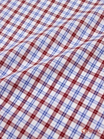 Ткань блузочно-сорочечная, красно-сине-белая клетка, ш.1.5, хлопок-100%, 125 гр/м.кв