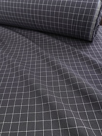 Вареный (стираный) хлопок "Белая клетка (1.6*1.6см) на темно-графитовом", ш.2.5м, хл-100%,110гр/м.кв