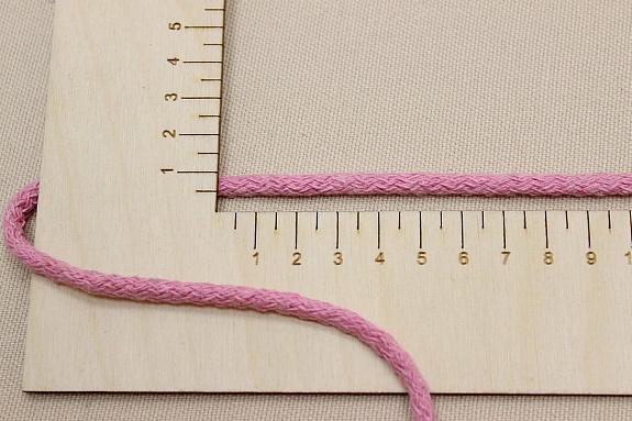 Шнур цв.винтажно-розовый, 5мм, хлопок-100%