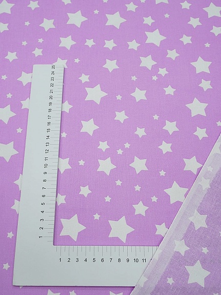 Перкаль "Звездный дождь" цв.розово-сиреневый, ш.1.5м, хлопок-100%, 105гр/м.кв