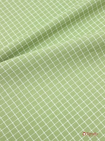 Пестрядь "Средняя клетка на светло-фисташковом", ш.1.41м, хл-95%, п/э-5%, 140гр/м.кв