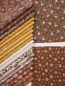 Набор тканей для рукоделия "Теплый хлопок: Коричнево-горчичная гамма", 20*20 см, 20 шт