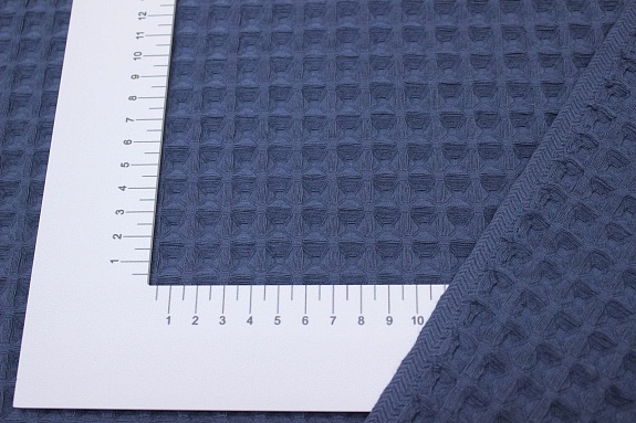 Вафельное премиум-полотно "Бохо" цв.темный джинс, ш.1.44м, хлопок-100%, 240гр/м.кв