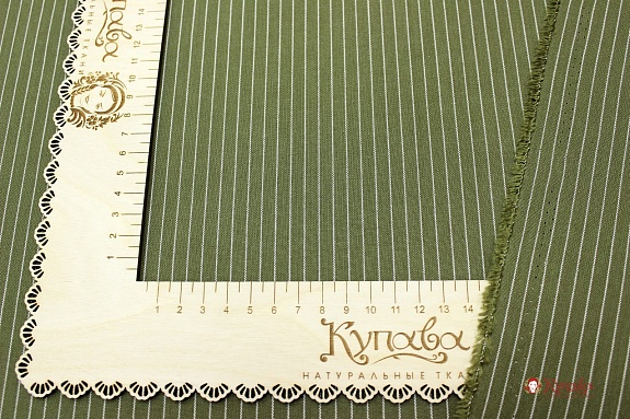 Пестрядь "Средняя полоска на т.болотно-зеленом", ш.1.4м, хлопок-95%, п/э-5%, 160гр/м.кв