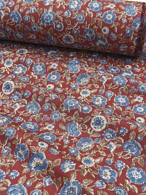 Импорт. хлопок "Цветочный каскад" цв.бордовый ш.1.45м, хлопок-100%, 100гр/м.кв