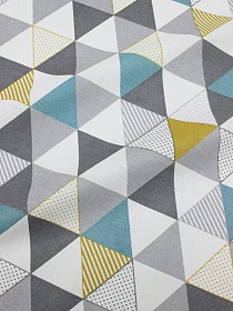 Рогожка "Треугольный пэчворк" цв.серый/бирюзовый, ш.1.5м, хлопок-100%,160гр/м.кв