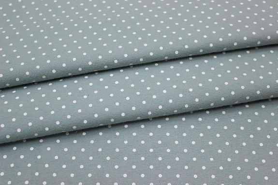 Теплый хлопок "Белый горох (2мм)" цв.голубой мох, СОРТ2, ш.1.48м, хлопок-100%, 140гр/м.кв