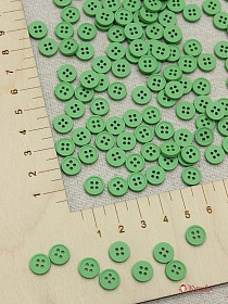 Пуговица пластмасса, цв.светло-зеленый, 8мм, 4 отверстия