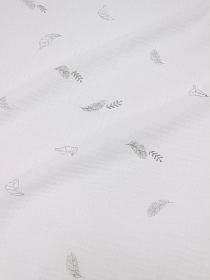 Муслин двухслойный с эф.жатости "Хрустальный листопад" цв.белый, ш.1.4м, хлопок-100%, 120гр/м.кв