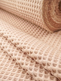 Вафельное премиум-полотно "Бохо" цв.бежево-кремовый, ш.1.5м, хлопок-100%, 240гр/м.кв