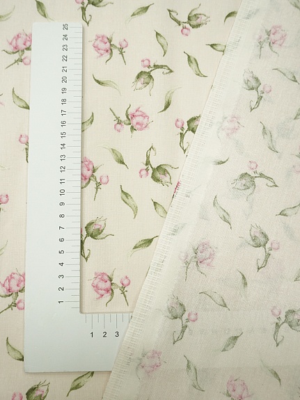 Бязь "Роскошные бутоны" (мелкие цветы), (комп), ш.2.2м, хлопок-100%, 140гр/м.кв
